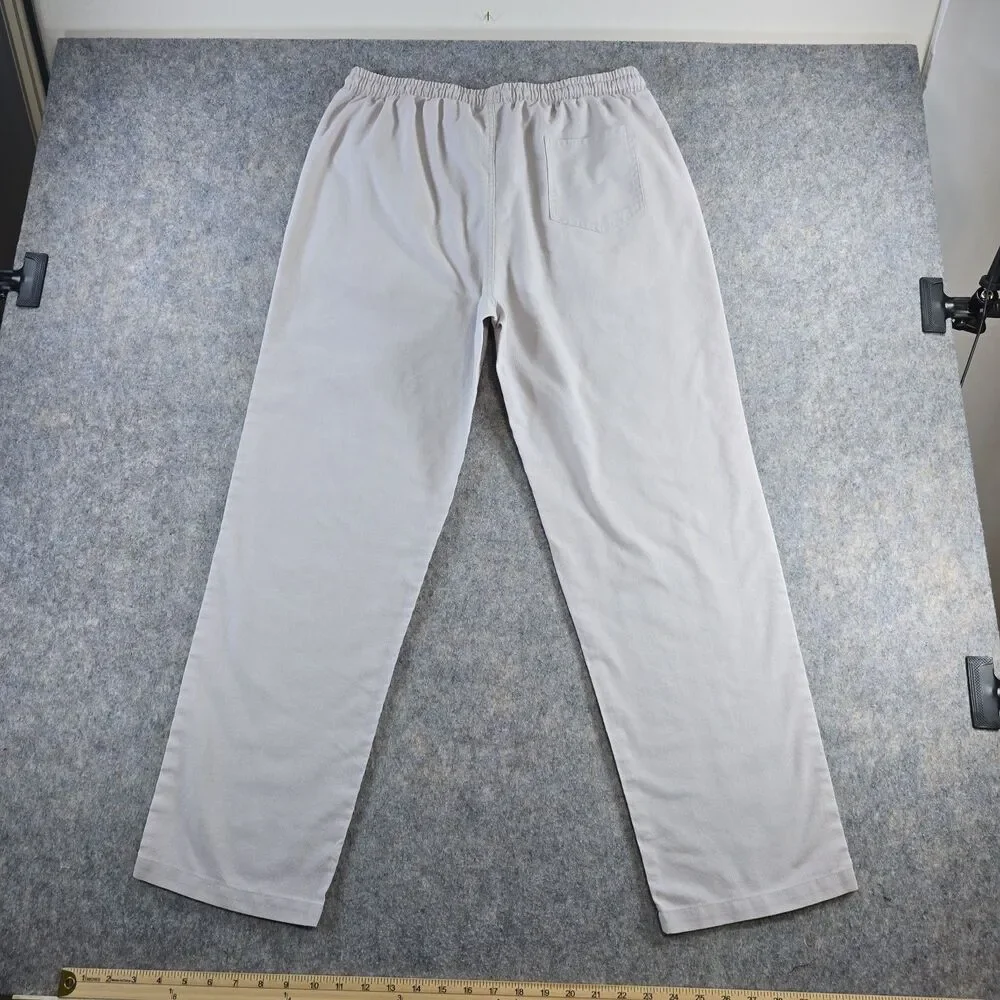 Coofandy Men's Linen Blend Elastic Waist Straight Leg Casual Pants Size L Ivory - Picture 2 of 8